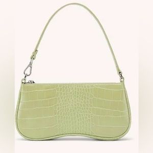 green crocodile print purse